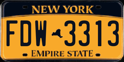 NY license plate FDW3313