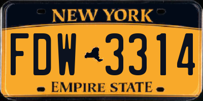 NY license plate FDW3314
