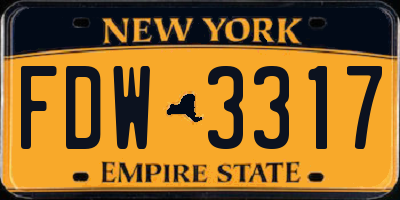 NY license plate FDW3317