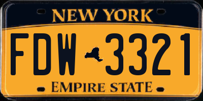NY license plate FDW3321