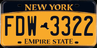 NY license plate FDW3322