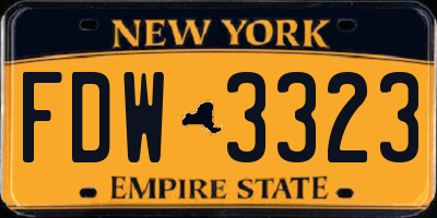 NY license plate FDW3323