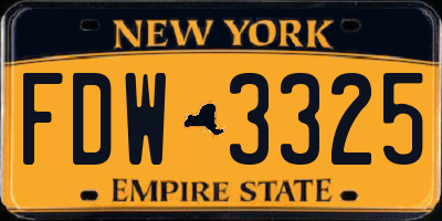 NY license plate FDW3325