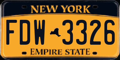 NY license plate FDW3326
