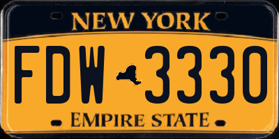 NY license plate FDW3330