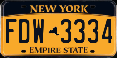 NY license plate FDW3334