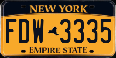 NY license plate FDW3335