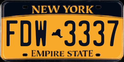 NY license plate FDW3337