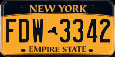NY license plate FDW3342