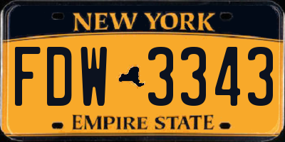 NY license plate FDW3343