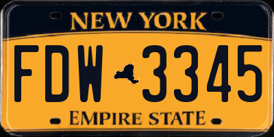 NY license plate FDW3345