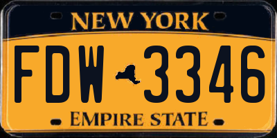 NY license plate FDW3346