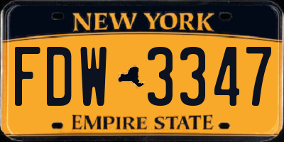 NY license plate FDW3347