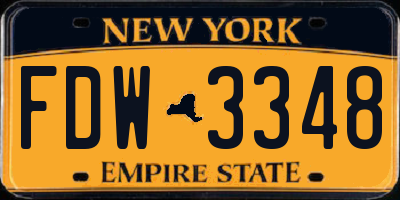 NY license plate FDW3348