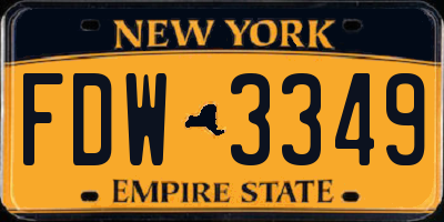 NY license plate FDW3349
