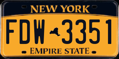 NY license plate FDW3351