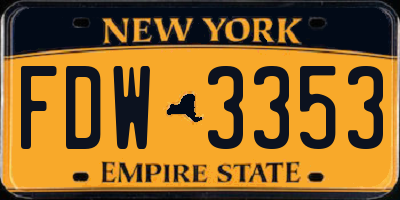 NY license plate FDW3353