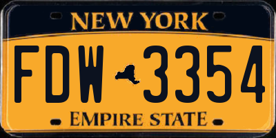 NY license plate FDW3354