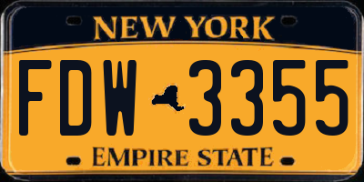 NY license plate FDW3355