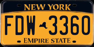 NY license plate FDW3360