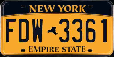 NY license plate FDW3361