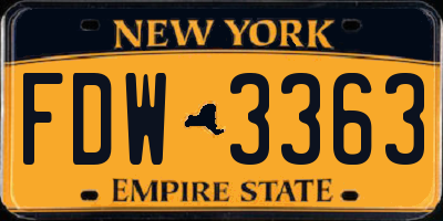 NY license plate FDW3363