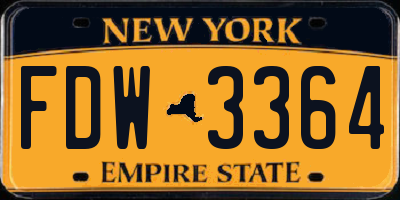 NY license plate FDW3364