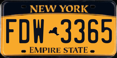 NY license plate FDW3365