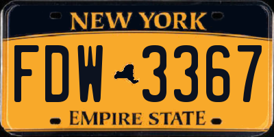 NY license plate FDW3367