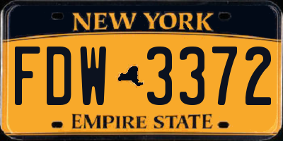 NY license plate FDW3372