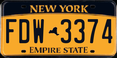 NY license plate FDW3374