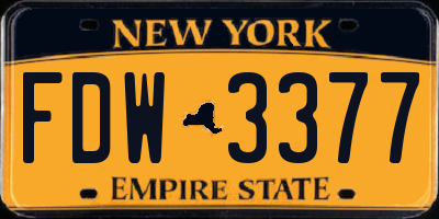 NY license plate FDW3377