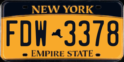 NY license plate FDW3378