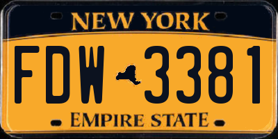 NY license plate FDW3381