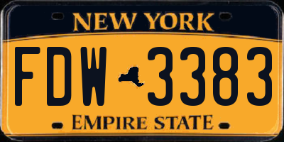 NY license plate FDW3383