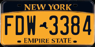 NY license plate FDW3384