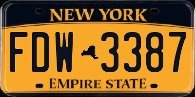 NY license plate FDW3387