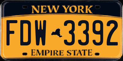 NY license plate FDW3392