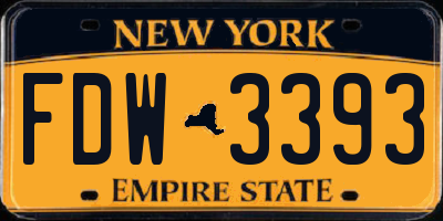 NY license plate FDW3393