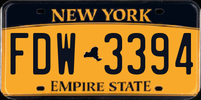 NY license plate FDW3394