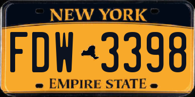 NY license plate FDW3398