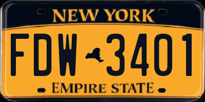 NY license plate FDW3401