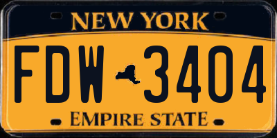 NY license plate FDW3404