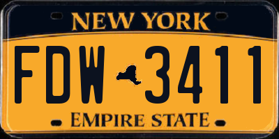 NY license plate FDW3411