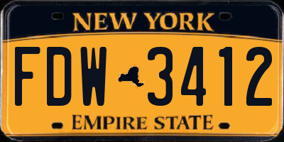 NY license plate FDW3412