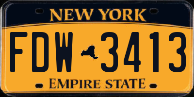 NY license plate FDW3413