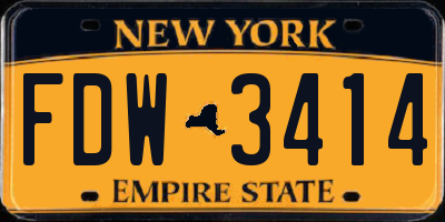 NY license plate FDW3414