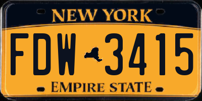 NY license plate FDW3415