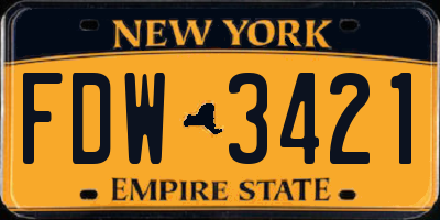 NY license plate FDW3421