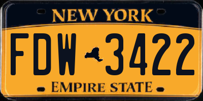 NY license plate FDW3422